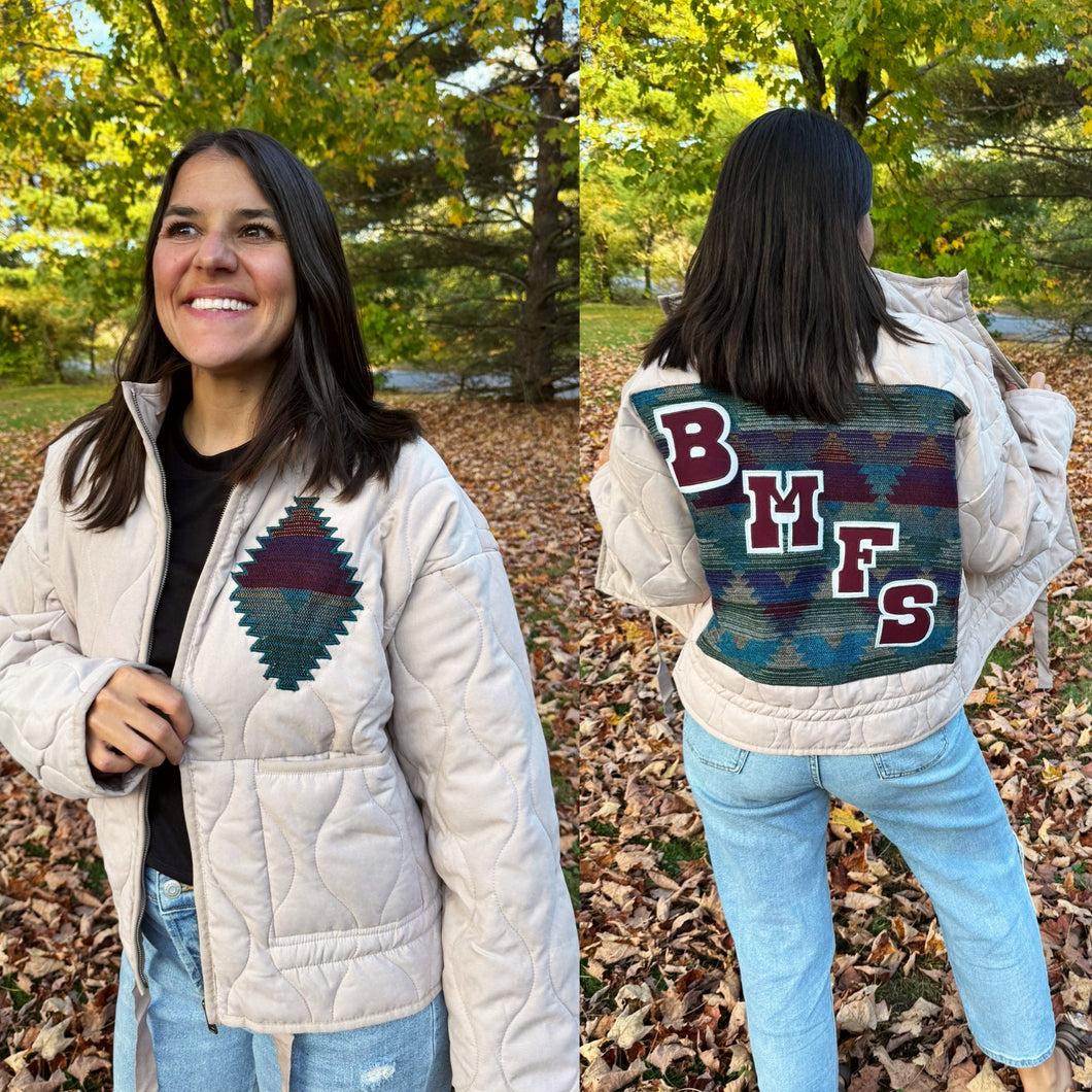 Billy Strings Fall Tour Quilted Oatmeal Pendleton Inspired Jacket - ONE Size M/L left!