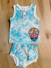 Load image into Gallery viewer, Tie Dye 60’s Florals Grateful Stealie Set - Size 6/9 months or 12 months!