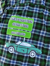 Load image into Gallery viewer, Green and Blue Soft Striped Malfunction Junction Graffiti Billy Strings Flannel  - One Men’s Medium, Large, XL and 2XL