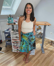 Load image into Gallery viewer, Blue and Green Tie Dye Phish Bubbles Wrap Skirt - One Size (S&gt;L)