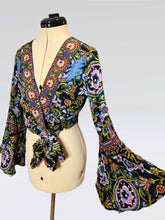 Load image into Gallery viewer, The Stella Blue Grateful Bell Sleeve Wrap Crop Top - Size XS/S, S/M or M/L (LAST TWO!)