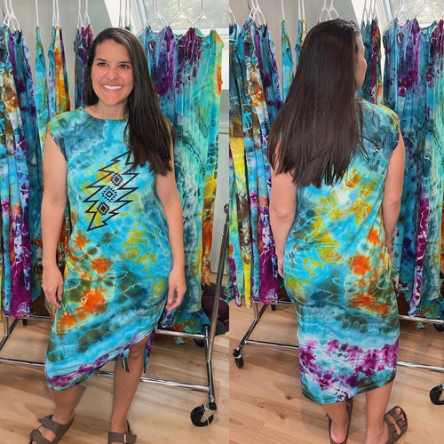 Grateful Tie Dye Mountain Maxi Dress - Size Small