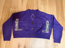 Load image into Gallery viewer, Billy Strings Long Haired Ladies Purple Oversized Cropped Cardigan - Size S/M, M/L, L/XL