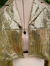 Load image into Gallery viewer, Party Time Gold Sequin and Fringe Phish Moto Jacket - Size S, M or L