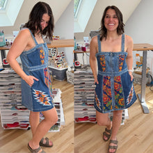 Load image into Gallery viewer, Grateful Green Tapestry Denim Full Zip Dress -ONE Size Medium left!
