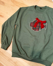Load image into Gallery viewer, O Come All ‘Ye Phish Heads Sage Green and Plaid Crewneck With Velvet Bow - Size S&gt;2XL