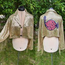 Load image into Gallery viewer, Party Time Gold Sequin and Fringe Phish Moto Jacket - Size S, M or L