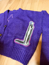 Load image into Gallery viewer, Billy Strings Long Haired Ladies Purple Oversized Cropped Cardigan - Size S/M, M/L, L/XL