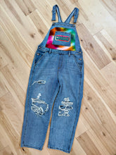 Load image into Gallery viewer, Goose Tie Dye Distressed Denim Goose Overalls - ONE Size Medium!