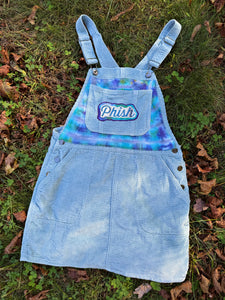 Tie Dye and Corduroy Phish Overall Jumper/Dress - One Size Small!