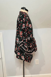 Blossoms Blooming Tie Front Black Grateful Dead Kimono -One Size Fits Most (Only 2 left!)