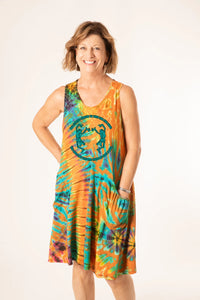 Phish and Grateful Dead Inspired “Her Life Was Saved By Rock n Roll” Orange Tie Dye Tank Dress - One Size Fits Most