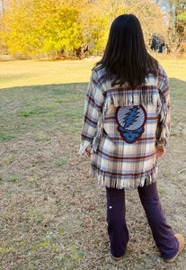 Grateful Fringy Plaid Stealie Jacket Shirt - Size S/M, M/L and L/XL