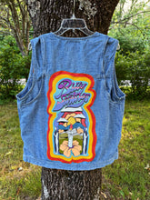 Load image into Gallery viewer, Billy Strings Linen Appliqué Denim Tie Front Vest - Fits a Size L or XL