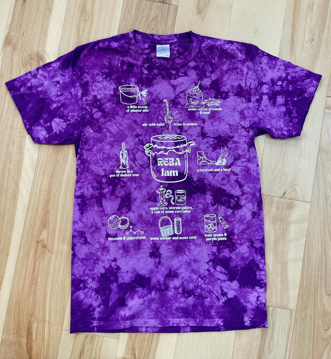 ADULT Reba Jam Doodles Purple Tie Dye Phish Tee  - Sizes S>2XL