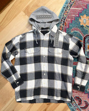 Load image into Gallery viewer, Suuuuper Soft Hooded Tribal Pretty Lights Flannel - ONE Men’s 3XL left!