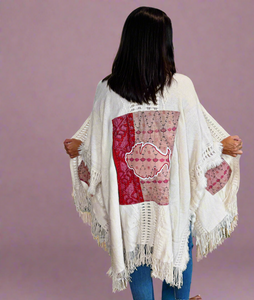 Aztec Kantha Fringy Phish Ruana - One Size Fits ALL (Only ONE left!)