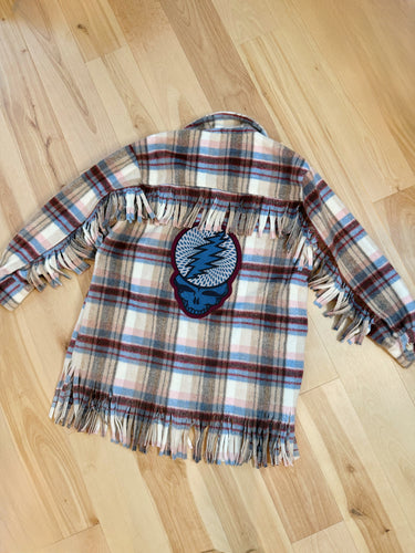 Grateful Fringy Plaid Stealie Jacket Shirt - Size S/M, M/L and L/XL