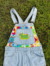 Load image into Gallery viewer, King Gizz Graffiti and Tie Dye Denim Cargo Overalls- Size Small (Size 6ish)