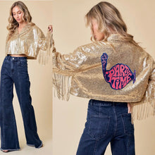 Load image into Gallery viewer, Party Time Gold Sequin and Fringe Phish Moto Jacket - Size S, M or L