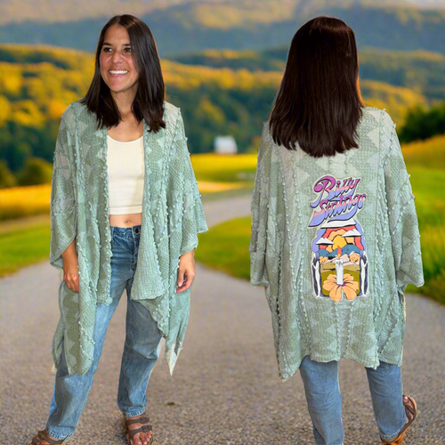 Billy Strings Candlelight Sage Zig Zag Kimono - One Size Fits All