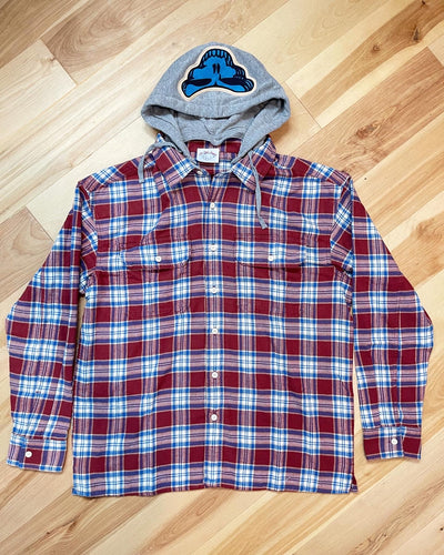 Steal Your Suuuuper Soft Hooded Red and Blue Men’s Flannel - Sizes L, XL, XXL and XXXL
