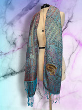 Load image into Gallery viewer, Sparkly Deep Teal and Magenta STS9 Paisley Pashmina