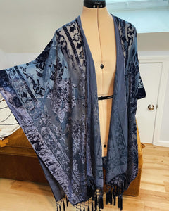 Grateful Sparkle Bolt Velvet Blue Burnout Kimono - One size fits ALL (ONE LEFT!)