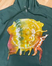 Load image into Gallery viewer, Rock N Roll Phish / Velvet Underground Acid Splash Tie Dye Green Dancing Skeleton Hoodie - Ladies L/XL