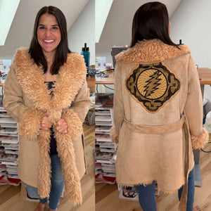 Steal Your Penny Lane Faux Suede and Fur Trim Grateful Coat - Size S>L