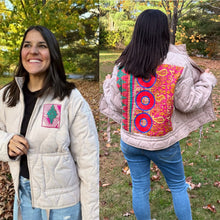 Load image into Gallery viewer, Quilted Oatmeal Phish Kantha Quilt Jacket - ONE left, fits a Med/Lrg OR Large!