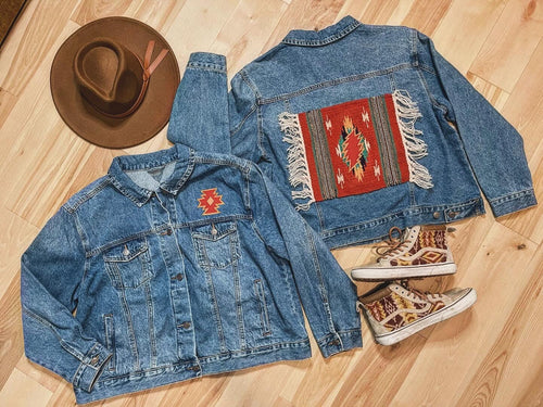 Grateful Western Denim Jacket Rust Bolt - Ladies Size XXL or 1X