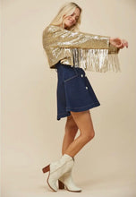 Load image into Gallery viewer, Party Time Gold Sequin and Fringe Phish Moto Jacket - Size S, M or L