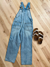 Load image into Gallery viewer, Tie Dye Geode Dancing Bear Denim Overalls - Size Medium