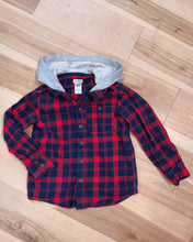 Load image into Gallery viewer, Hooded Plaid J is for Jerry Button Down Fall Shirt - Boys size 4/5T