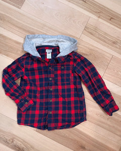 Hooded Plaid J is for Jerry Button Down Fall Shirt - Boys size 4/5T