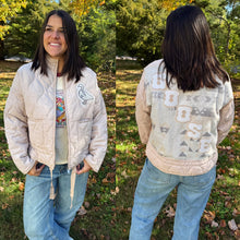Load image into Gallery viewer, Goose Fall Tour Quilted Oatmeal Pendleton Inspired Jacket - ONE Size Medium!