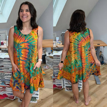 Load image into Gallery viewer, Phish and Grateful Dead Inspired “Her Life Was Saved By Rock n Roll” Orange Tie Dye Tank Dress - One Size Fits Most