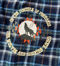 Load image into Gallery viewer, Dire Wolf Shades Of Blue Striped Grateful Flannel - ONE Size Large left!