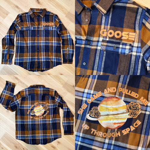 Echo Of a Rose Soft Striped Goose Flannel  - One Mens Large and 2XL
