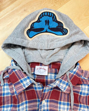 Load image into Gallery viewer, Steal Your Suuuuper Soft Hooded Red and Blue Men’s Flannel - Sizes L, XL, XXL and XXXL