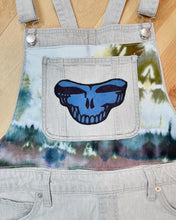 Load image into Gallery viewer, Grateful Grey Stealie Denim Cutoff Overalls - Size 10