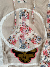 Load image into Gallery viewer, Peace is DEAD Floral Almond Patchy Ribbed Grateful Hoodie - ONE Size S/M left!