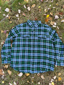 Green and Blue Soft Striped Malfunction Junction Graffiti Billy Strings Flannel  - One Men’s Medium, Large, XL and 2XL