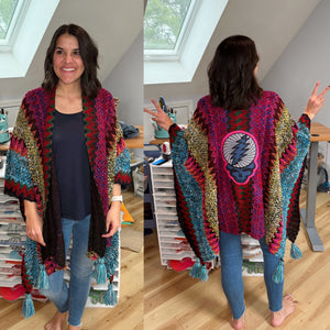 Steal Your Magenta Crochet Kimono/Ruana - One Size Fits All (TWO LEFT!)