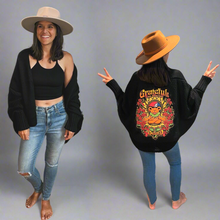 Load image into Gallery viewer, Grateful Yoga Bear Black Batwing Sweater - One Size Fits Most