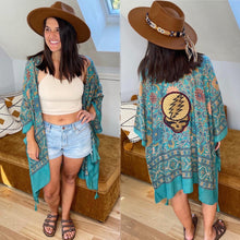 Load image into Gallery viewer, Steal Your Floral Emerald and Tassel Kimono - One Size