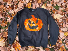 Load image into Gallery viewer, Grateful Kantha Quilt Pumpkin Crewneck Sweatshirt - ONE more can be made! size Small&gt; 2XL