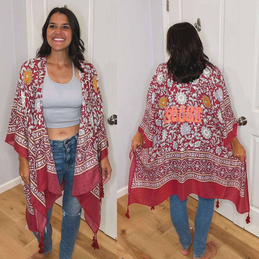 Touch of Morocco Grateful Goose Tapestry Tassel Kimono - One Size