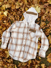 Load image into Gallery viewer, Go Everywhere Feel Everything Grateful Goose Hooded Flannel - Ladies Size Medium or XL